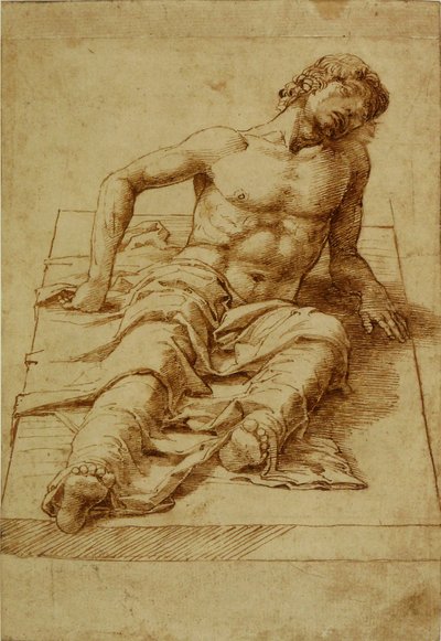 Man Lying on a Stone Slab by Andrea Mantegna